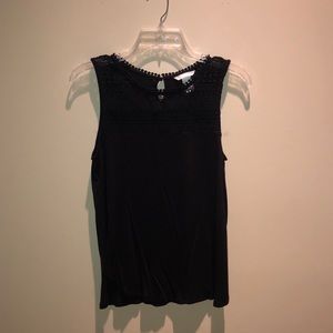 Black shirt with lace accents